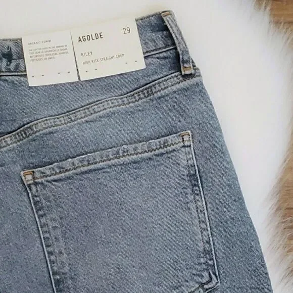 Agolde Riley High Rise Straight Leg Crop Denim Jeans In Whiplash NWT - Picture 8 of 11